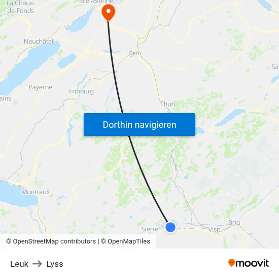 Leuk to Lyss map