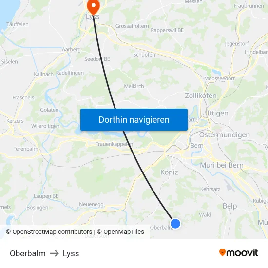 Oberbalm to Lyss map