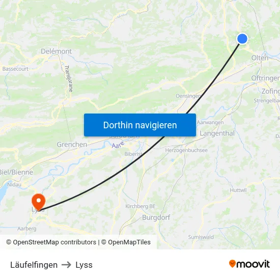 Läufelfingen to Lyss map