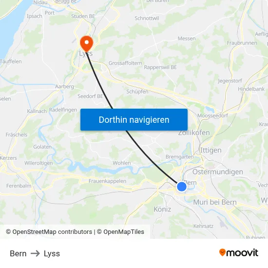 Bern to Lyss map