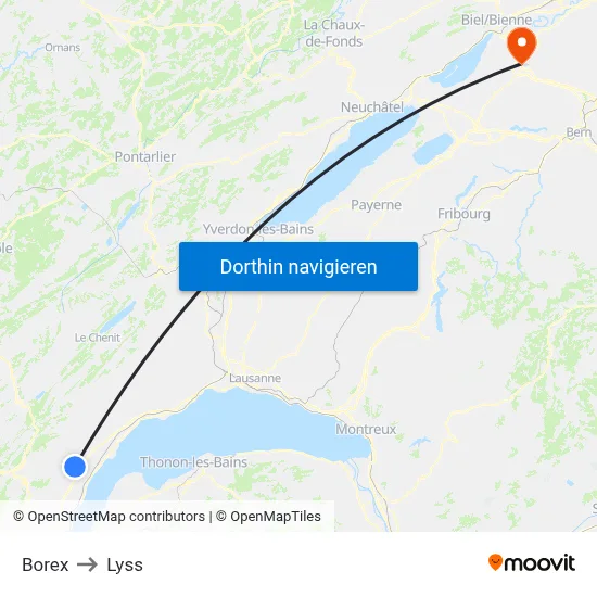 Borex to Lyss map
