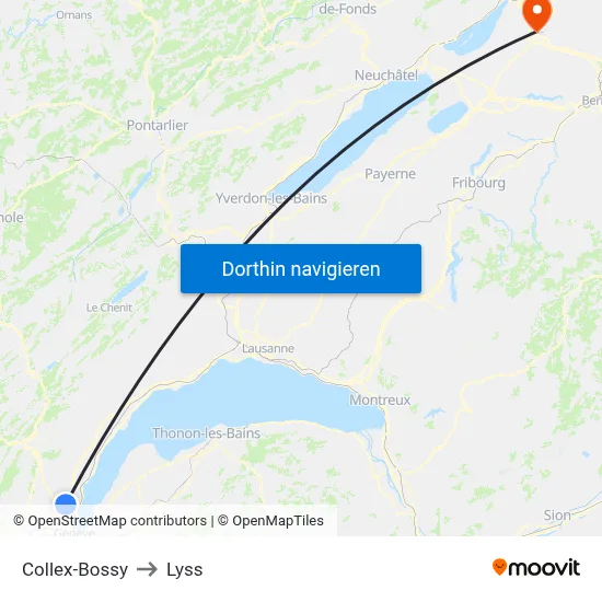 Collex-Bossy to Lyss map