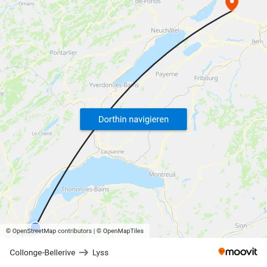 Collonge-Bellerive to Lyss map