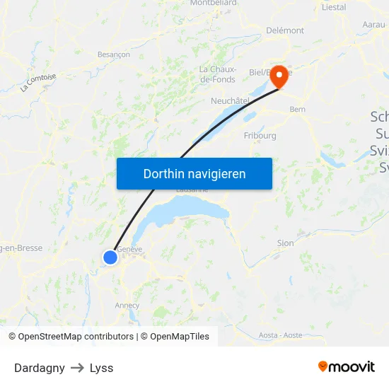 Dardagny to Lyss map