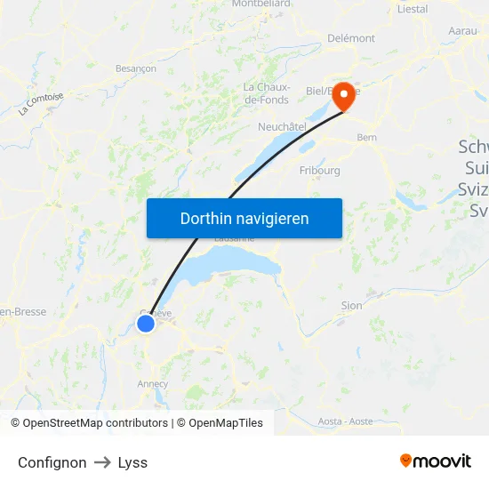 Confignon to Lyss map