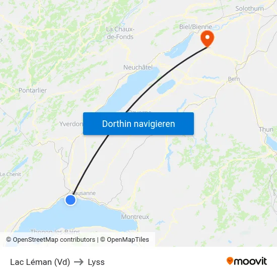Lac Léman (Vd) to Lyss map