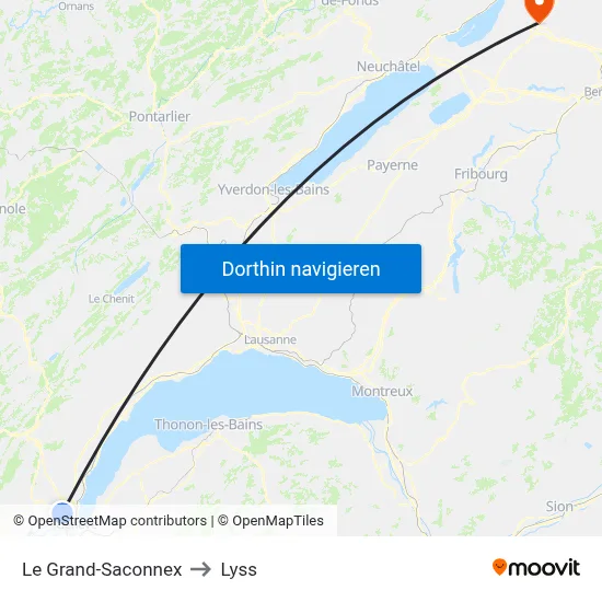 Le Grand-Saconnex to Lyss map