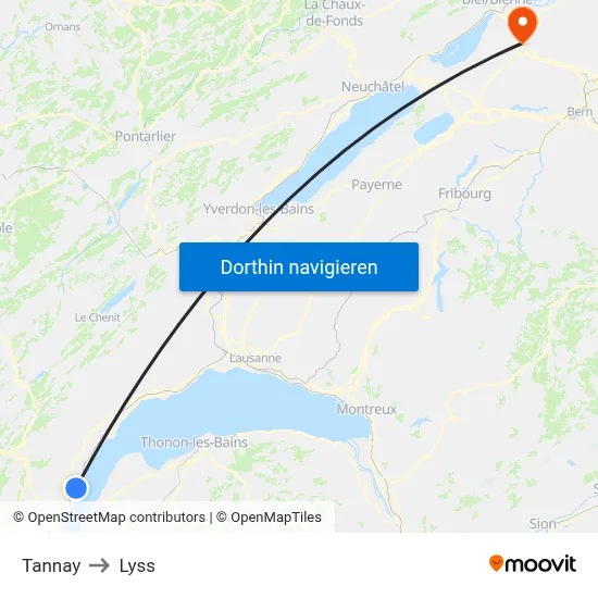 Tannay to Lyss map