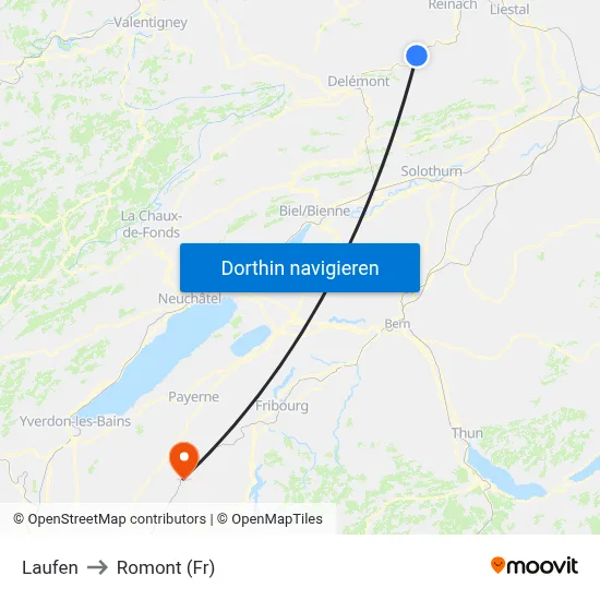 Laufen to Romont (Fr) map