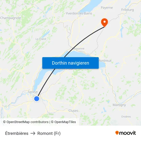 Étrembières to Romont (Fr) map