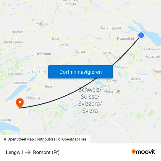 Lengwil to Romont (Fr) map