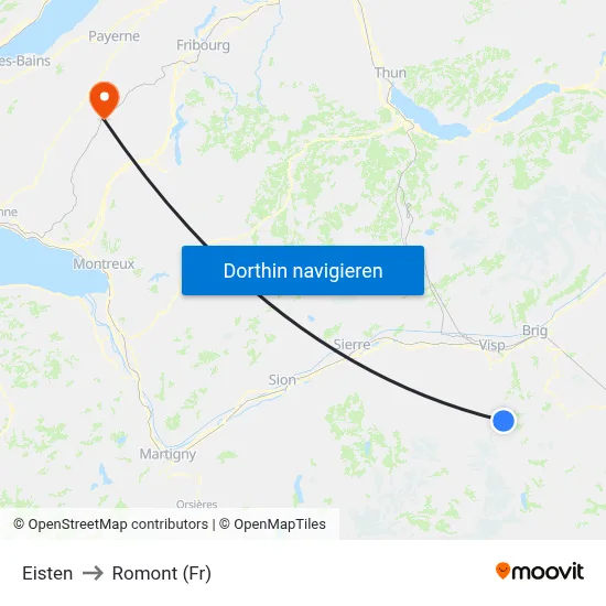Eisten to Romont (Fr) map