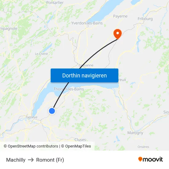 Machilly to Romont (Fr) map