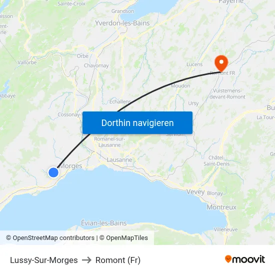 Lussy-Sur-Morges to Romont (Fr) map