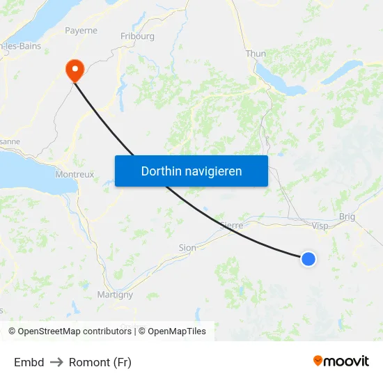 Embd to Romont (Fr) map