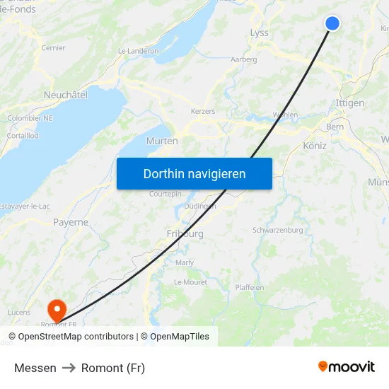 Messen to Romont (Fr) map
