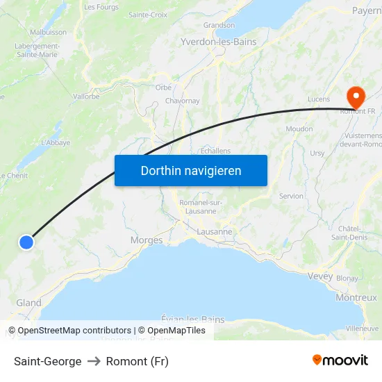 Saint-George to Romont (Fr) map