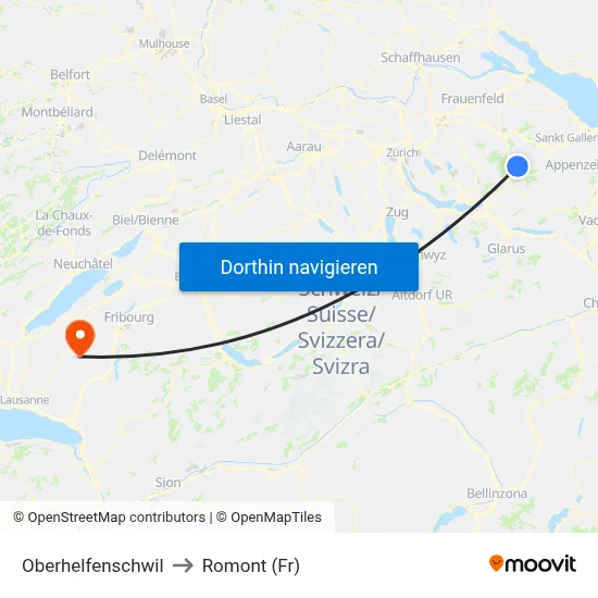 Oberhelfenschwil to Romont (Fr) map