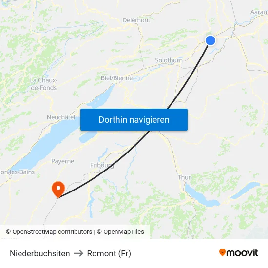 Niederbuchsiten to Romont (Fr) map
