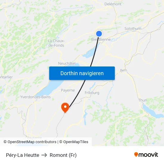 Péry-La Heutte to Romont (Fr) map