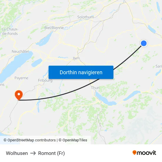 Wolhusen to Romont (Fr) map