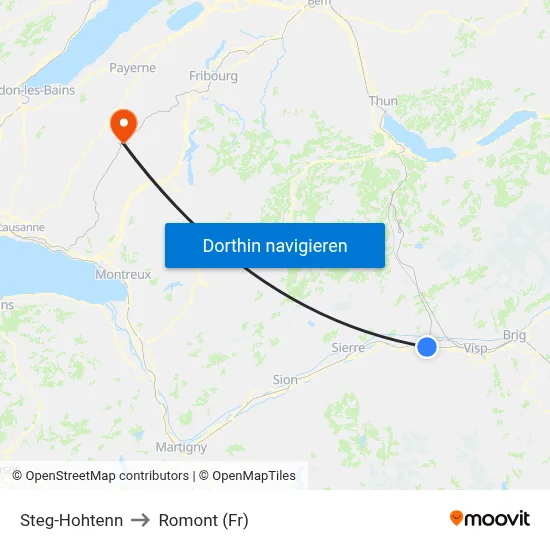 Steg-Hohtenn to Romont (Fr) map
