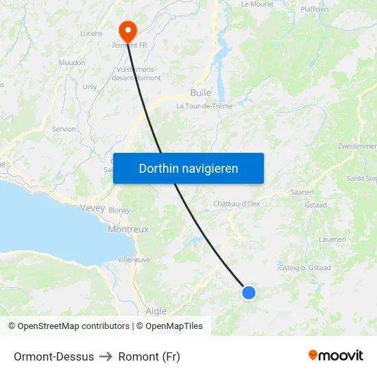 Ormont-Dessus to Romont (Fr) map