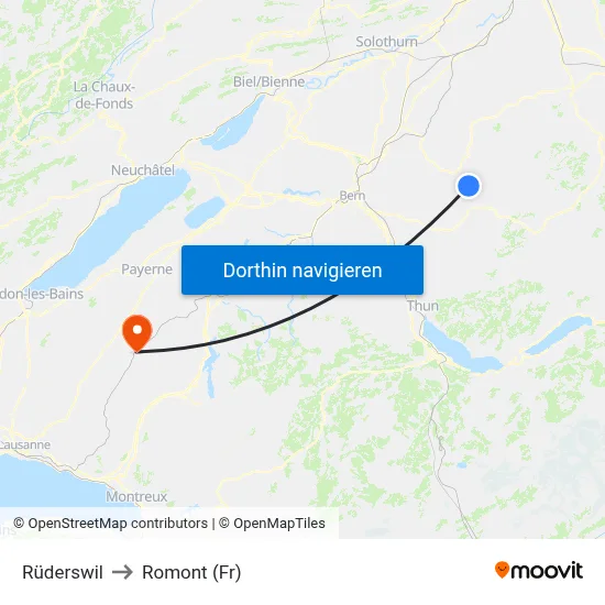 Rüderswil to Romont (Fr) map