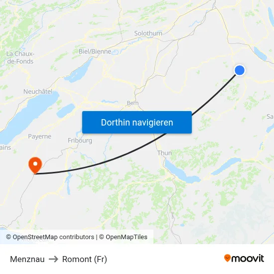 Menznau to Romont (Fr) map