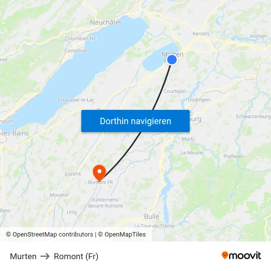 Murten to Romont (Fr) map