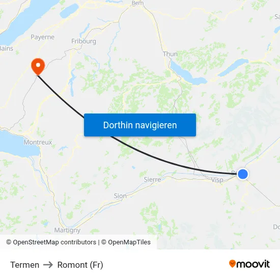 Termen to Romont (Fr) map