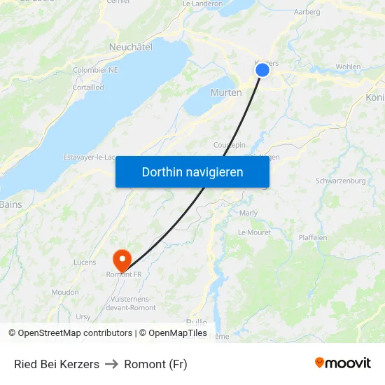 Ried Bei Kerzers to Romont (Fr) map