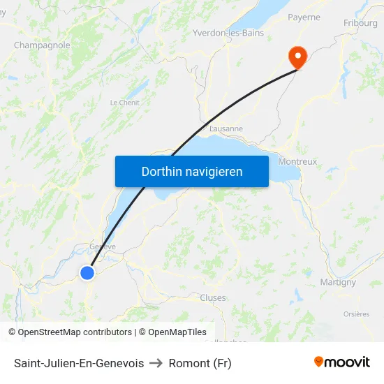 Saint-Julien-En-Genevois to Romont (Fr) map