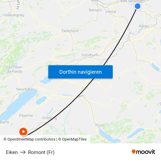 Eiken to Romont (Fr) map