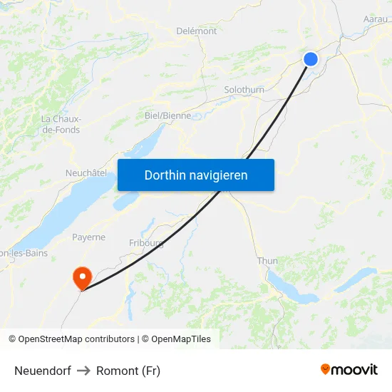 Neuendorf to Romont (Fr) map