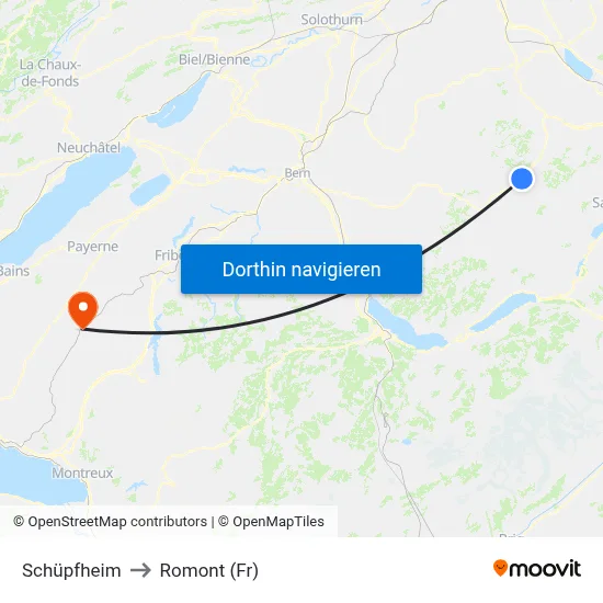 Schüpfheim to Romont (Fr) map