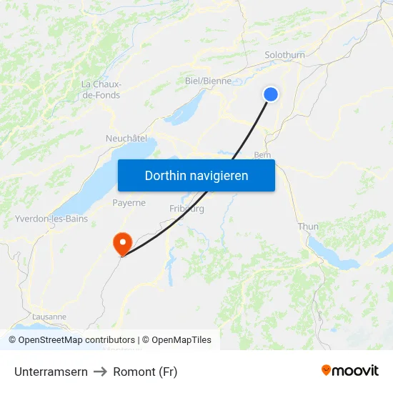 Unterramsern to Romont (Fr) map