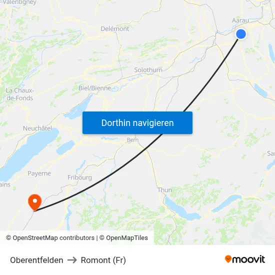 Oberentfelden to Romont (Fr) map