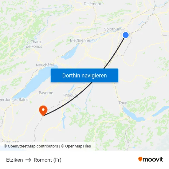 Etziken to Romont (Fr) map