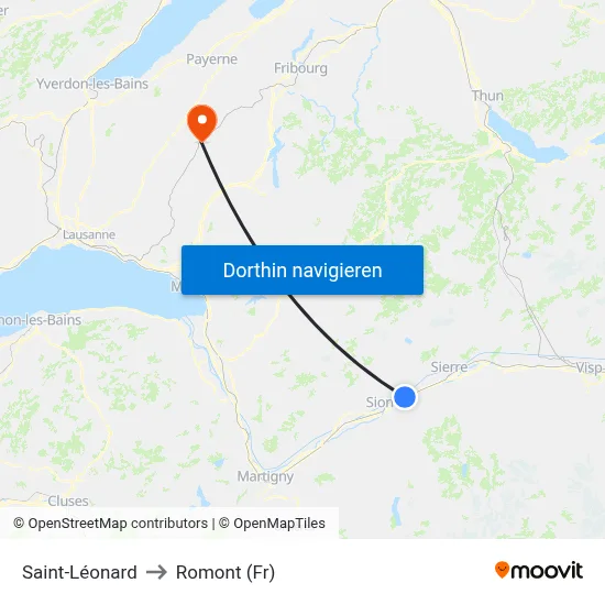 Saint-Léonard to Romont (Fr) map
