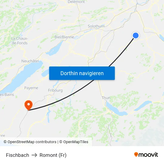 Fischbach to Romont (Fr) map
