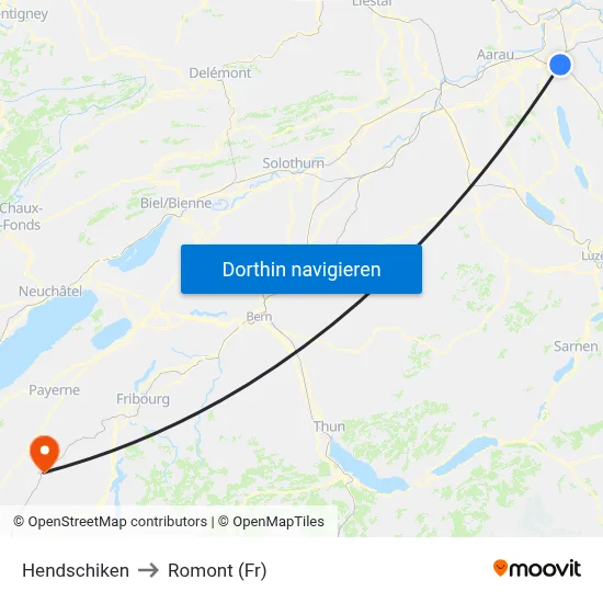 Hendschiken to Romont (Fr) map