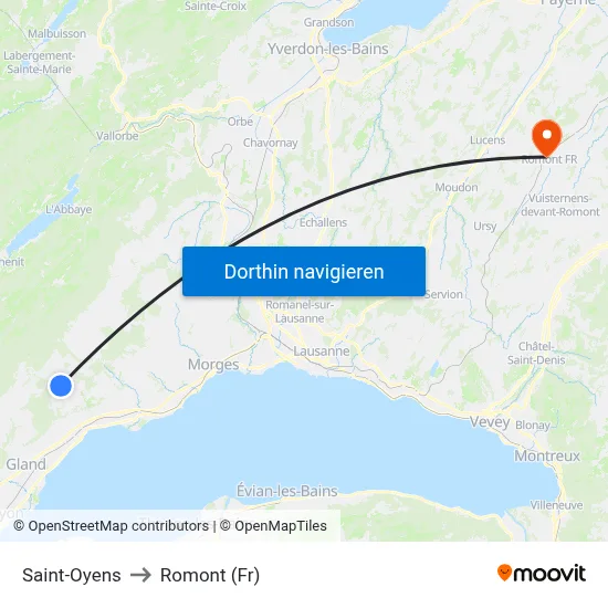 Saint-Oyens to Romont (Fr) map