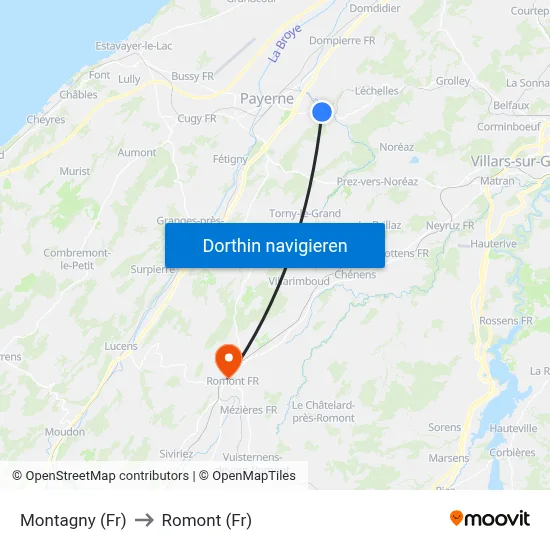 Montagny (Fr) to Romont (Fr) map