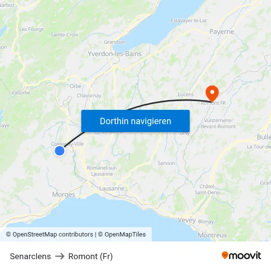 Senarclens to Romont (Fr) map