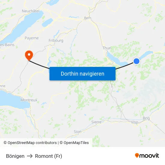 Bönigen to Romont (Fr) map