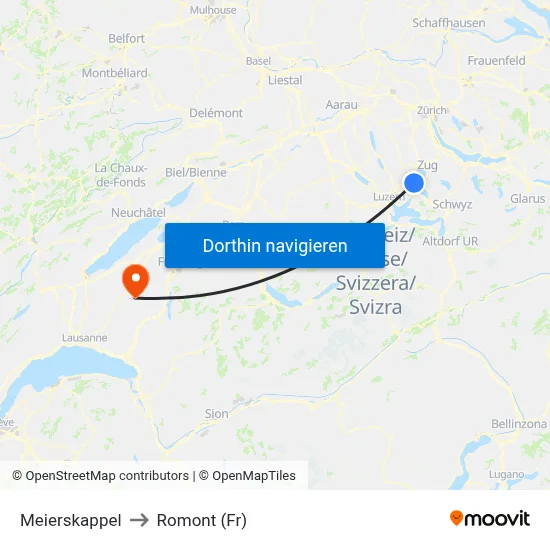 Meierskappel to Romont (Fr) map