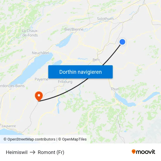 Heimiswil to Romont (Fr) map
