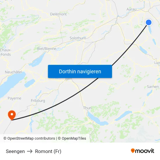 Seengen to Romont (Fr) map