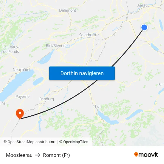 Moosleerau to Romont (Fr) map